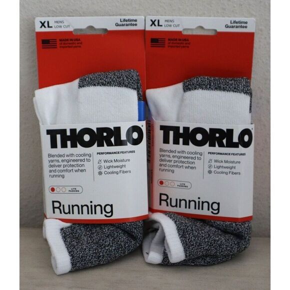 Thorlos LRCM00 Men's Sz XL White Lite Padding Low Cut Running Socks - Picture 1 of 5